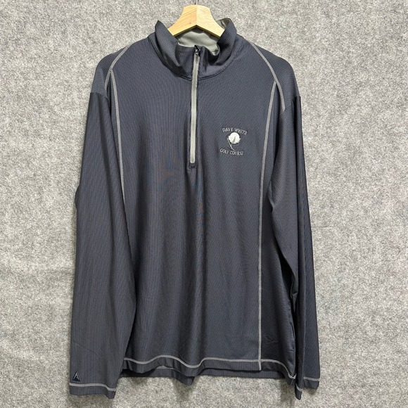 Antigua Other - Antigua 1/4 Zip Pullover Mens XL Blue Dave White Golf Course Striped Performance